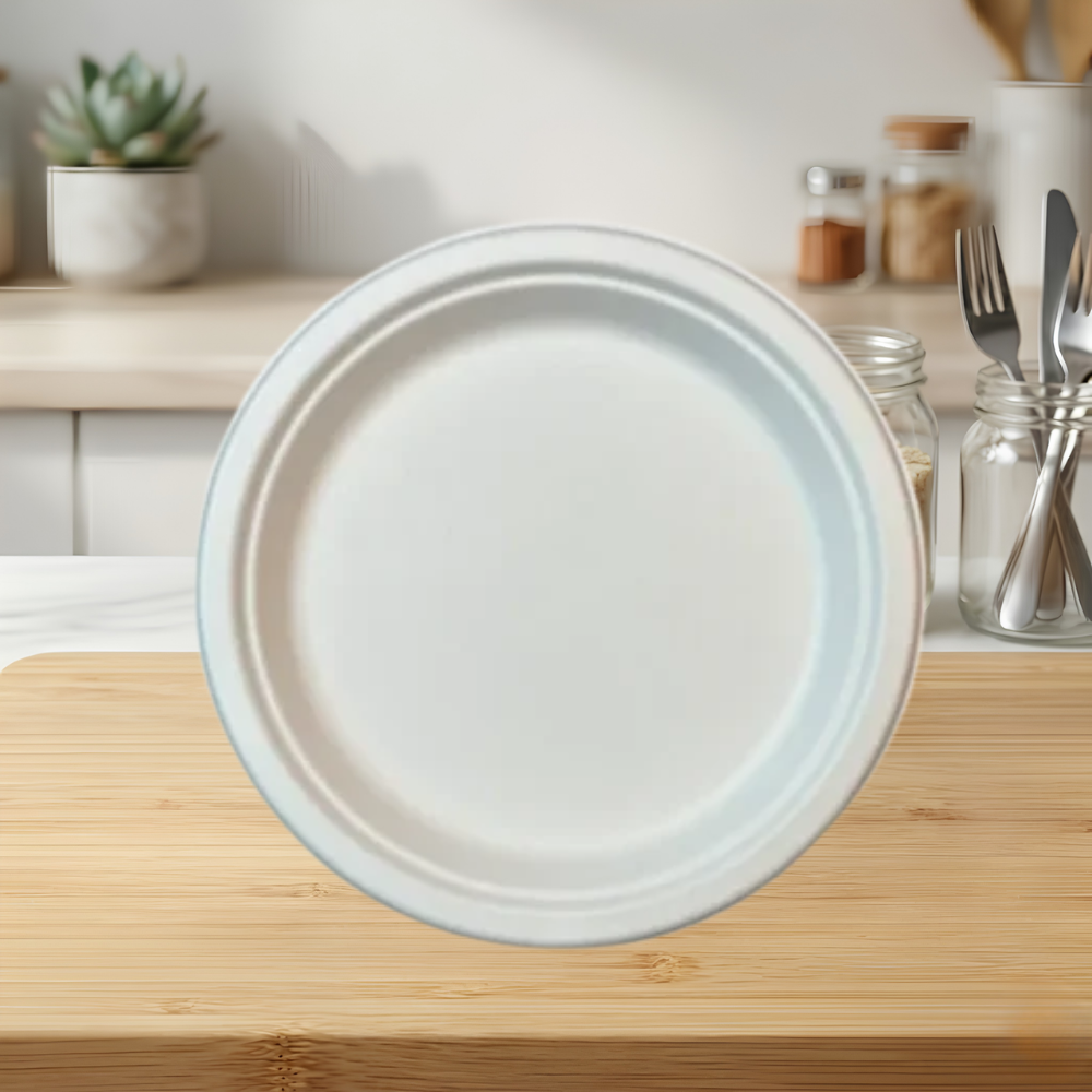 10″ BAGASSE BIODEGRADABLE COMPOSTABLE PLATES ONE COMPARTMENT