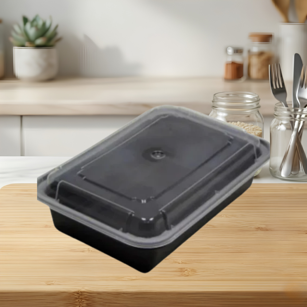 24 OZ RECTANGULAR MICROWAVEABLE CONTAINERS COMBO PACK BLACK