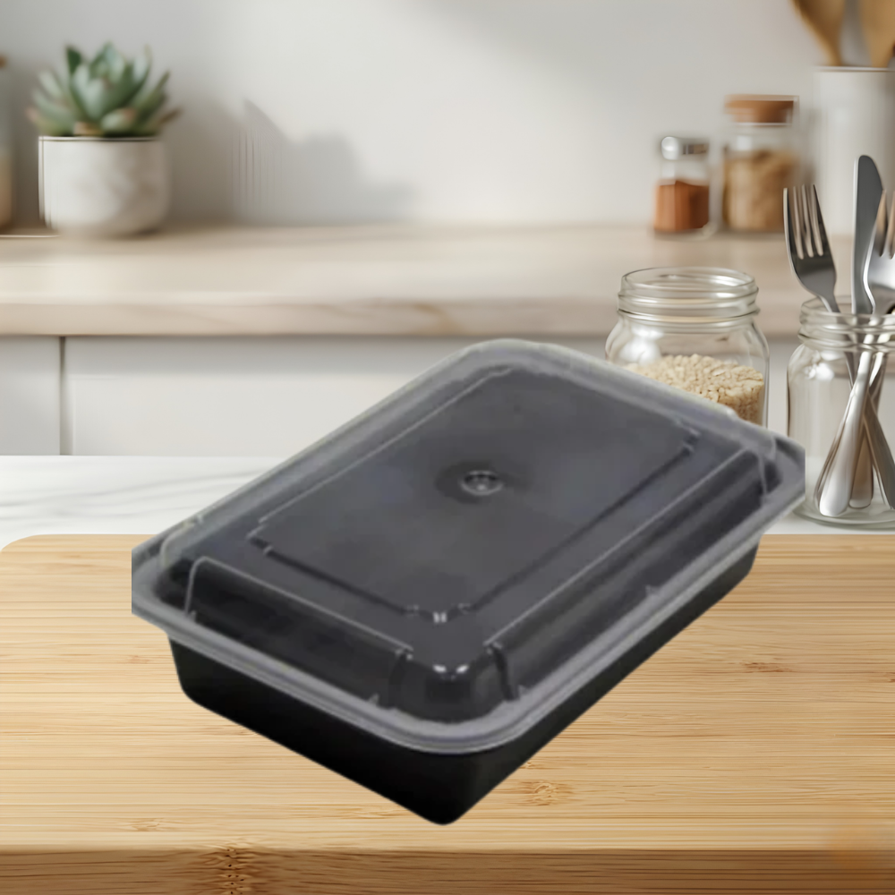 38 OZ RECTANGULAR MICROWAVEABLE CONTAINERS COMBO PACK BLACK