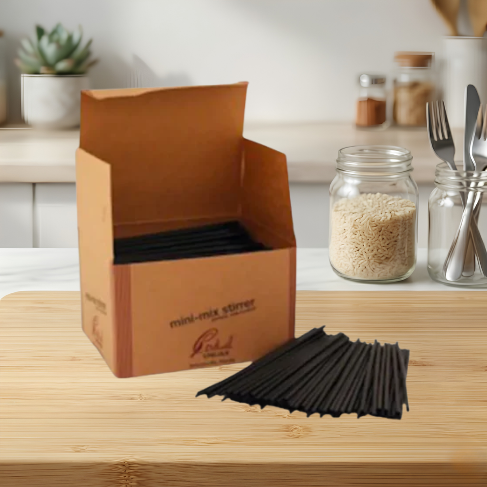 5″ COCKTAIL SIPPER STICK SOLID BLACK