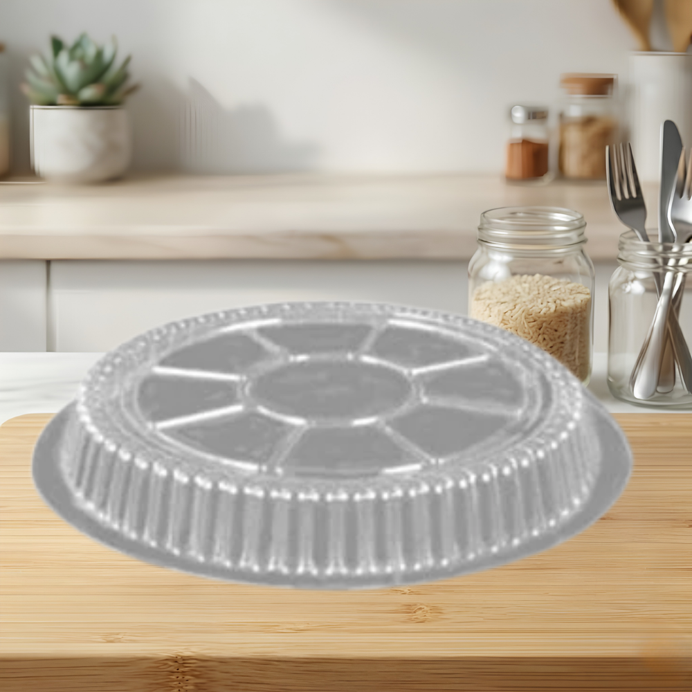 9″ ROUND CLEAR DOME LIDS FOR ALUMINUM PANS