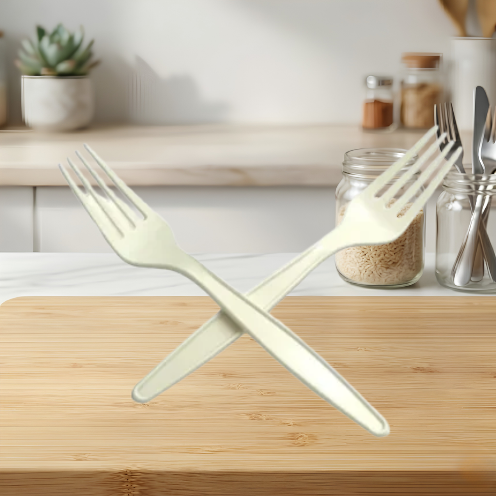 ECO BIODEGRADABLE PLANT STARCH HEAVY WEIGHT FORKS