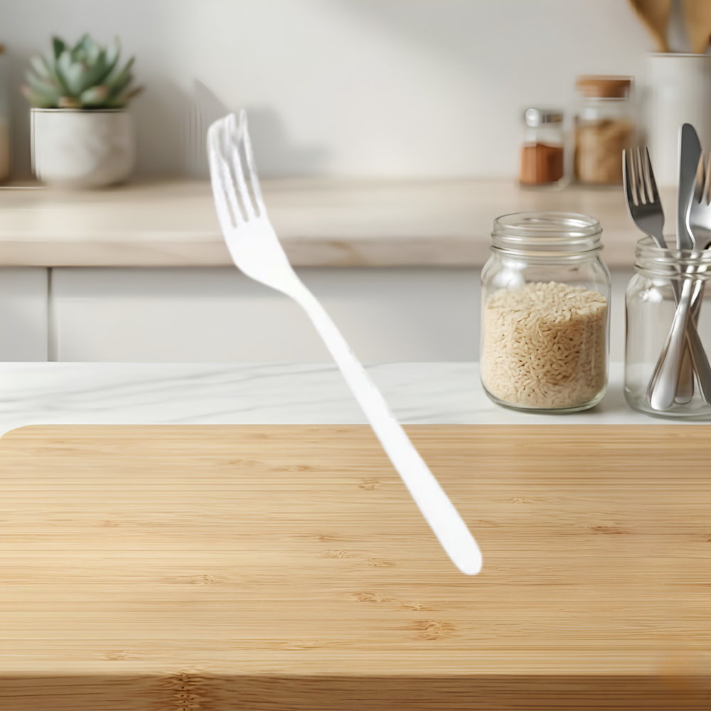FULL SIZE HEAVY FORKS WHITE PLASTIC POLYPROPYLENE