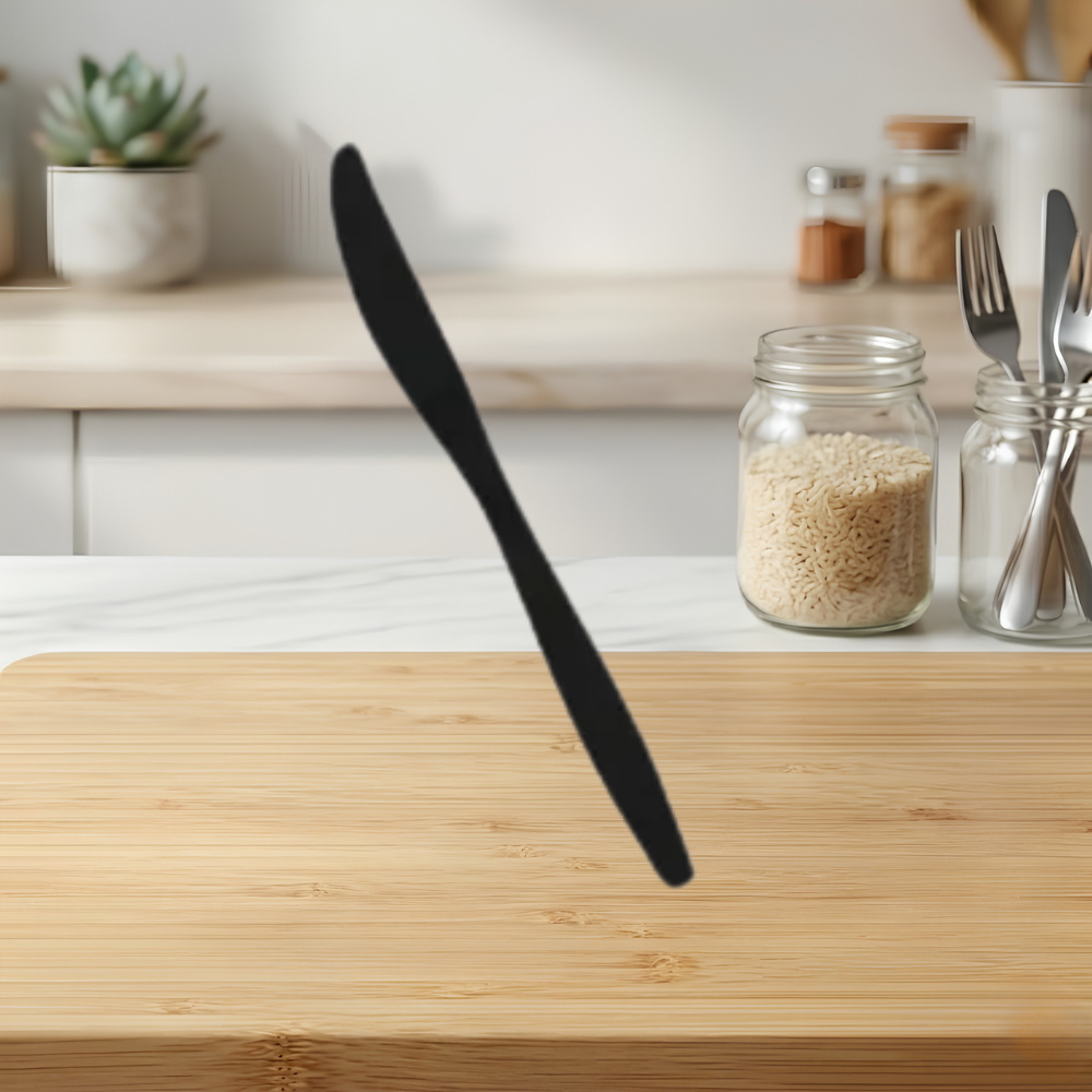 FULL SIZE HEAVY KNIFES BLACK PLASTIC POLYSTYRENE