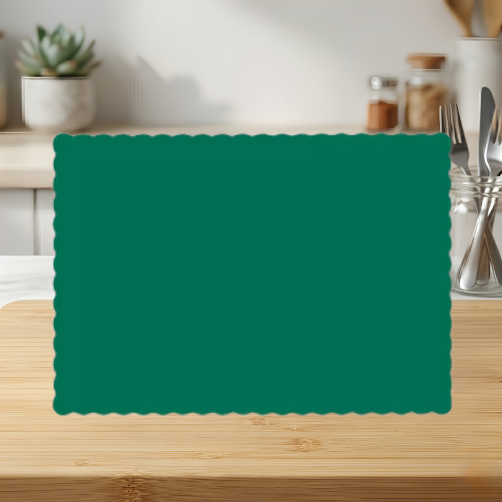 HUNTER GREEN PLACEMAT 9-1_2″ X 13-1_2″ SCALLOPED EDGE