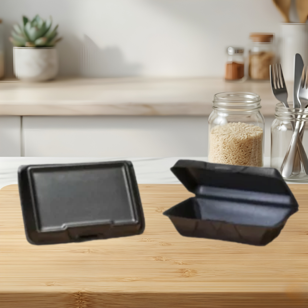 LARGE BLACK 1 COMPARTMENT FOAM HINGED LID 9.19″X6.5″X2.875″ SN20500-3L