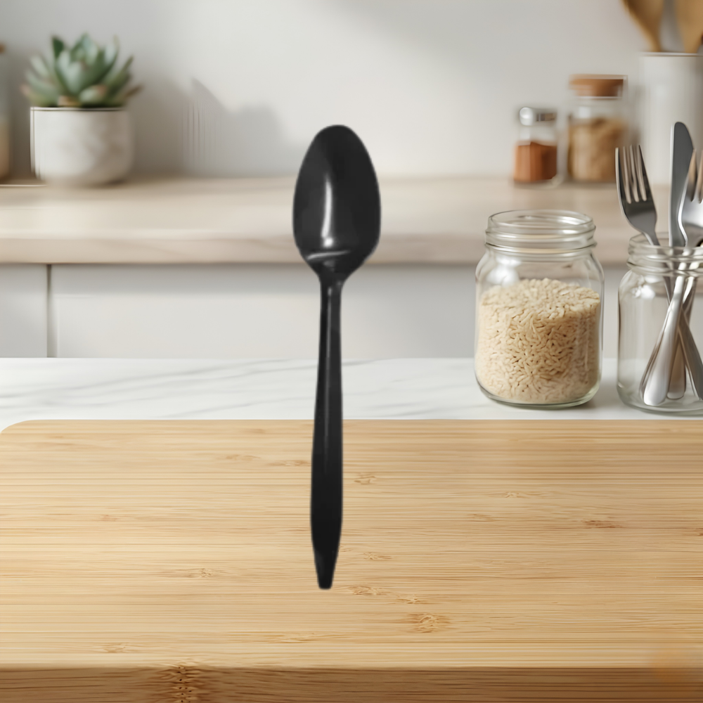MEDIUM WEIGHT SPOON BLACK PLASTIC POLYPROPYLENE