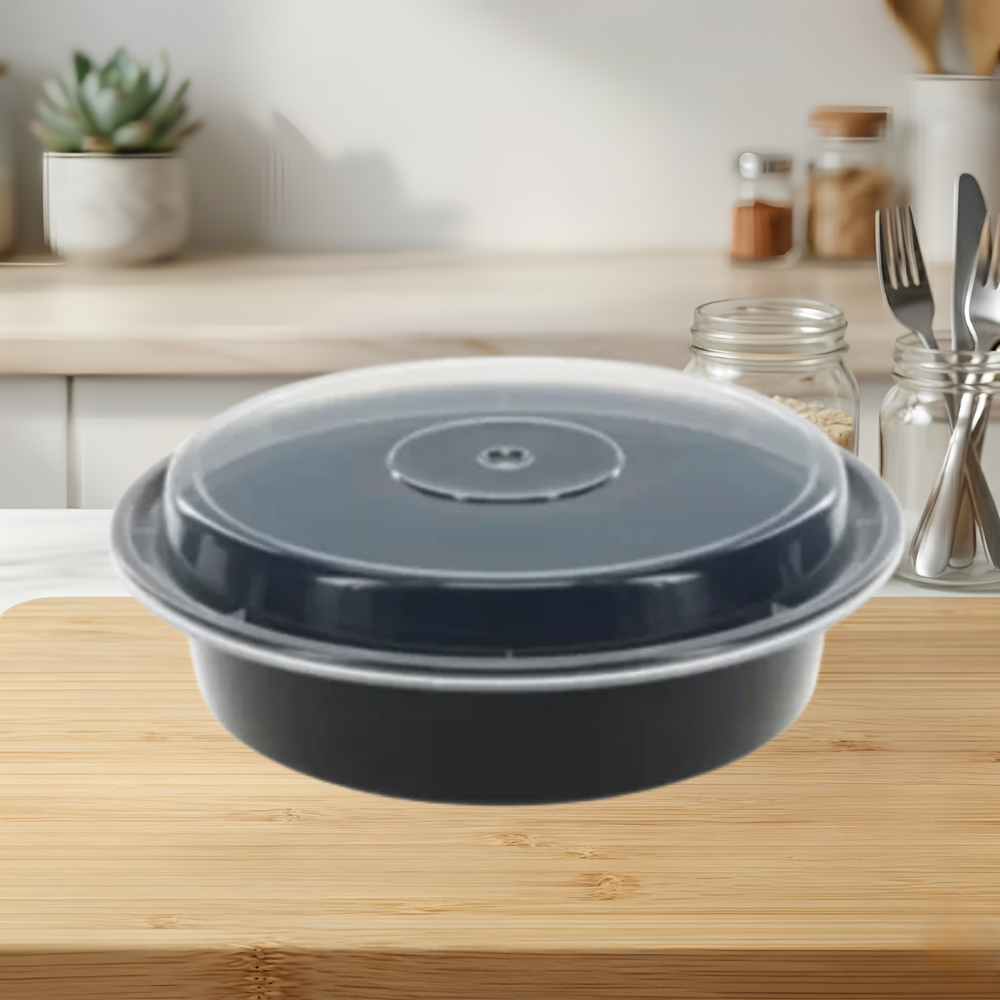Quick view 24 OZ ROUND MICROWAVEABLE CONTAINERS COMBO PACK BLACK