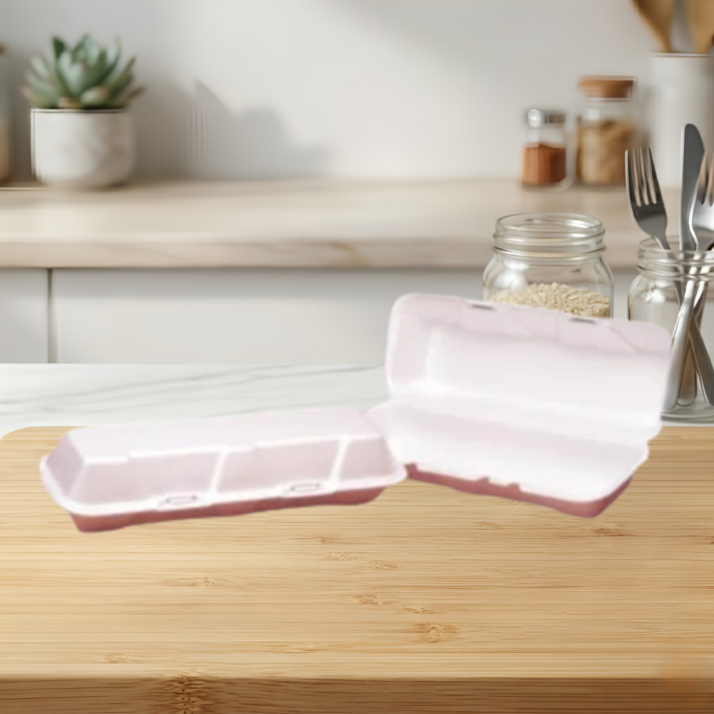 X-LARGE HOAGIE FOAM HINGED LID GENPACK 12-3_16″ X 4-15_32″ X 3-1_8″